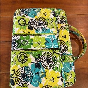 Vera Bradley Quilted Floral Organizer in Lime, Aqua & Black